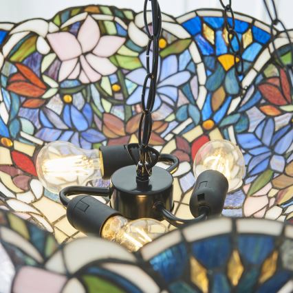 Endon 111887 - Lysekrone på kæde Tiffany SULLIVAN 3xE27/10W/230V Ø 57 cm
