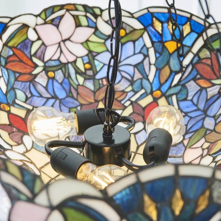 Endon 111887 - Lysekrone på kæde Tiffany SULLIVAN 3xE27/10W/230V Ø 57 cm