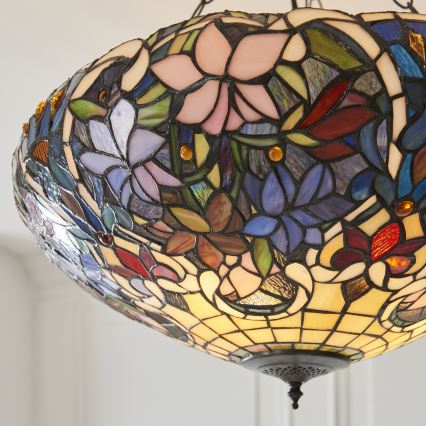Endon 111887 - Lysekrone på kæde Tiffany SULLIVAN 3xE27/10W/230V Ø 57 cm
