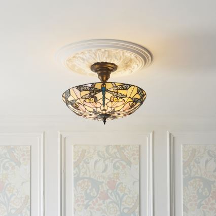 Endon 111892 - Tiffany-plafondlampe ASHTON 3xE27/10W/230V Ø 45 cm