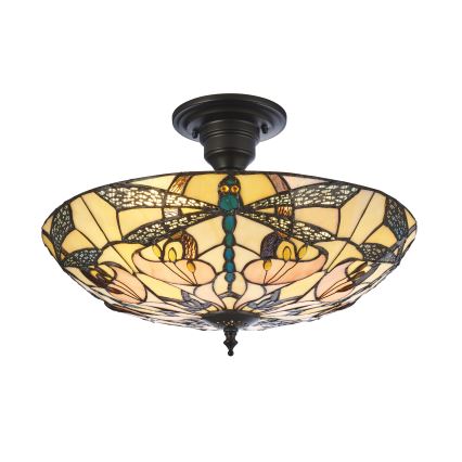 Endon 111892 - Tiffany-plafondlampe ASHTON 3xE27/10W/230V Ø 45 cm