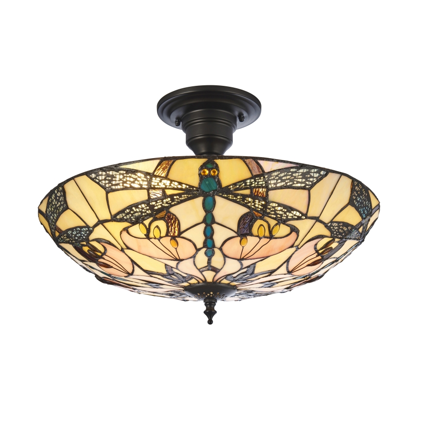 Endon 111892 - Tiffany-plafondlampe ASHTON 3xE27/10W/230V Ø 45 cm