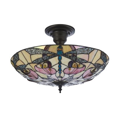 Endon 111892 - Tiffany-plafondlampe ASHTON 3xE27/10W/230V Ø 45 cm