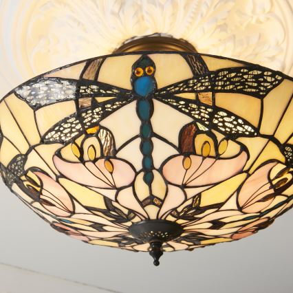 Endon 111892 - Tiffany-plafondlampe ASHTON 3xE27/10W/230V Ø 45 cm