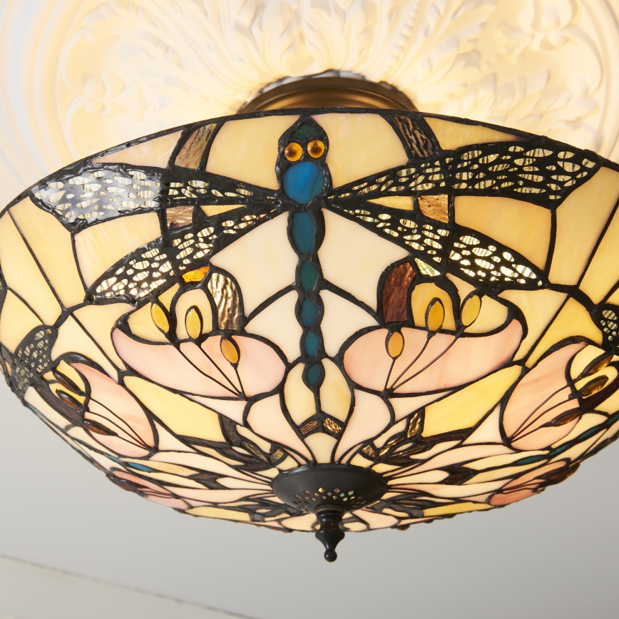 Endon 111892 - Tiffany-plafondlampe ASHTON 3xE27/10W/230V Ø 45 cm