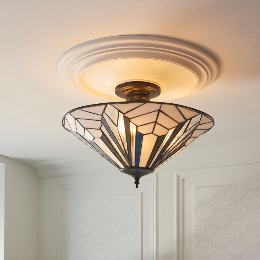 Endon 111895 - Overflademonteret Tiffany-lysekrone ASTORIA 3xE27/10W/230V Ø 48 cm