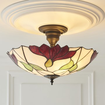 Endon 111896 - Fladmonteret Tiffany-loftlampe BOTANICA 3xE27/10W/230V Ø 45 cm