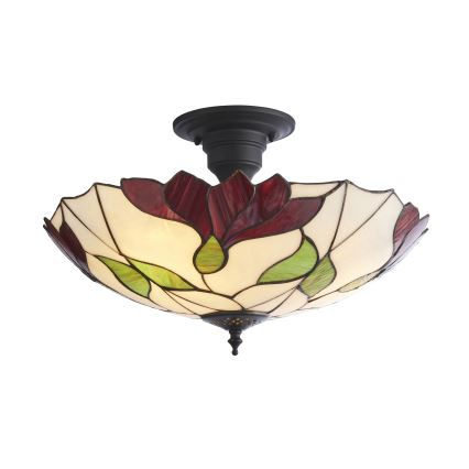 Endon 111896 - Fladmonteret Tiffany-loftlampe BOTANICA 3xE27/10W/230V Ø 45 cm