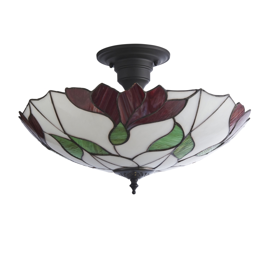 Endon 111896 - Fladmonteret Tiffany-loftlampe BOTANICA 3xE27/10W/230V Ø 45 cm
