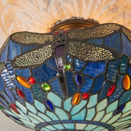 Endon 111897 - Overflademonteret Tiffany-lysekrone DRAGONFLY 3xE27/10W/230V Ø 41 cm