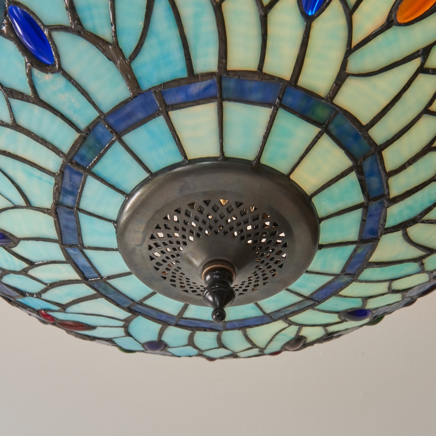 Endon 111897 - Overflademonteret Tiffany-lysekrone DRAGONFLY 3xE27/10W/230V Ø 41 cm