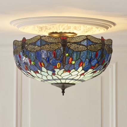 Endon 111899 - Tiffany DRAGONFLY loftlampe 3xE27/10W/230V Ø 50 cm