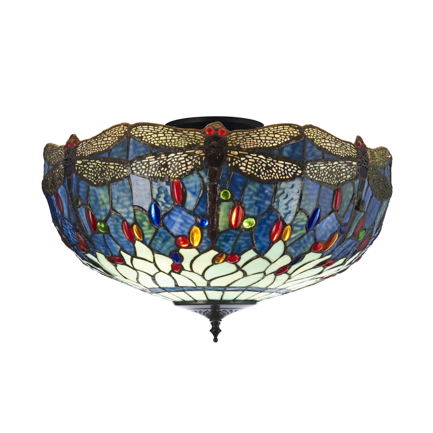 Endon 111899 - Tiffany DRAGONFLY loftlampe 3xE27/10W/230V Ø 50 cm