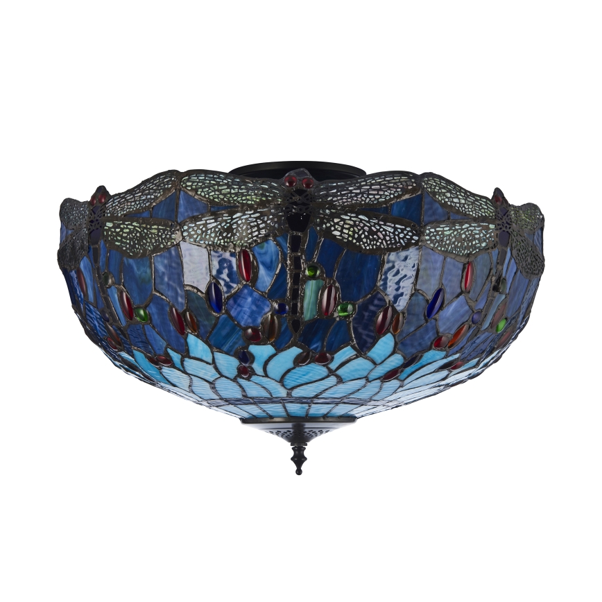 Endon 111899 - Tiffany DRAGONFLY loftlampe 3xE27/10W/230V Ø 50 cm