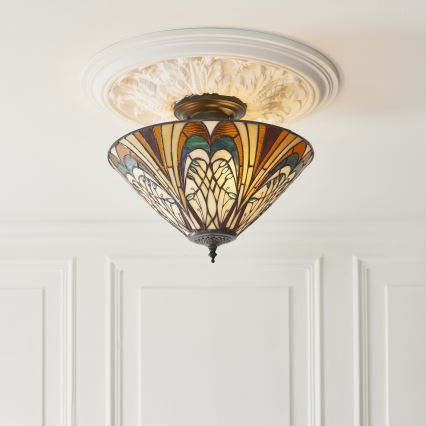 Endon 111905 - Overflademonteret Tiffany-lysekrone HECTOR, 3xE27/10W/230V, Ø 40 cm