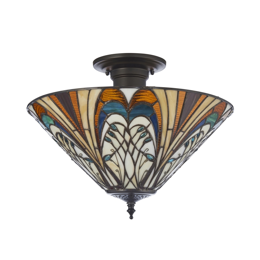 Endon 111905 - Overflademonteret Tiffany-lysekrone HECTOR, 3xE27/10W/230V, Ø 40 cm