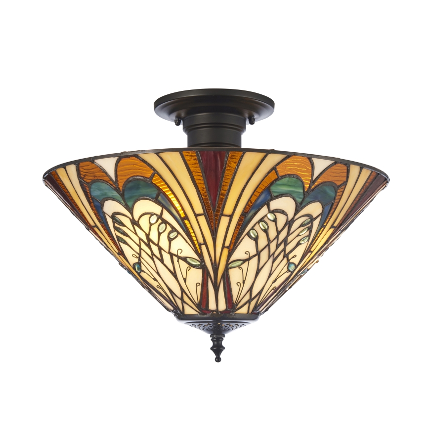Endon 111905 - Overflademonteret Tiffany-lysekrone HECTOR, 3xE27/10W/230V, Ø 40 cm