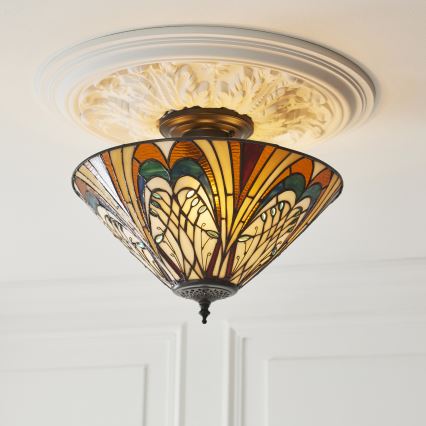 Endon 111905 - Overflademonteret Tiffany-lysekrone HECTOR, 3xE27/10W/230V, Ø 40 cm