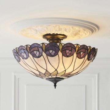 Endon 111906 - Overflademonteret Tiffany-loftlampe HUTCHINSON 3xE27/10W/230V Ø 50 cm
