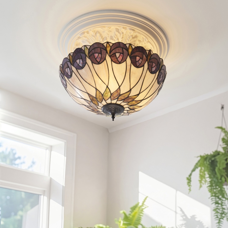 Endon 111906 - Overflademonteret Tiffany-loftlampe HUTCHINSON 3xE27/10W/230V Ø 50 cm