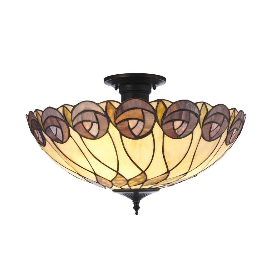 Endon 111906 - Overflademonteret Tiffany-loftlampe HUTCHINSON 3xE27/10W/230V Ø 50 cm