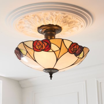 Endon 111907 - Overflademonteret Tiffany-lysekrone INGRAM 3xE27/10W/230V Ø 45 cm