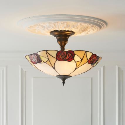 Endon 111907 - Overflademonteret Tiffany-lysekrone INGRAM 3xE27/10W/230V Ø 45 cm