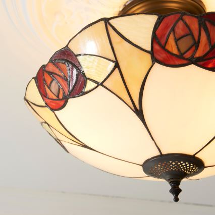 Endon 111907 - Overflademonteret Tiffany-lysekrone INGRAM 3xE27/10W/230V Ø 45 cm