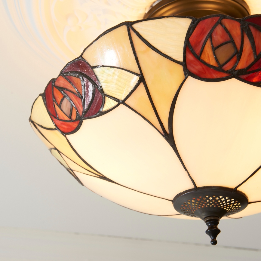 Endon 111907 - Overflademonteret Tiffany-lysekrone INGRAM 3xE27/10W/230V Ø 45 cm