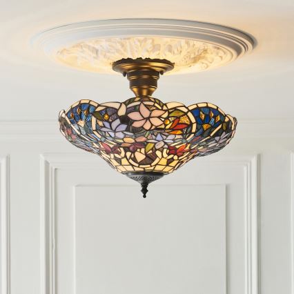 Endon 111915 - Påbygget Tiffany-loftlampe SULLIVAN 3xE27/10W/230V Ø 40 cm