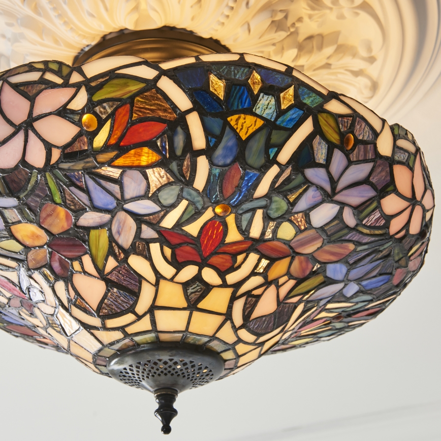 Endon 111915 - Påbygget Tiffany-loftlampe SULLIVAN 3xE27/10W/230V Ø 40 cm