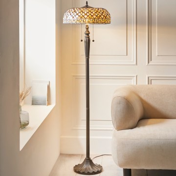 Endon 111921 - Gulvlampe Tiffany MILLE FEUX 2 x E27 / 10 W / 230 V Ø 45 cm