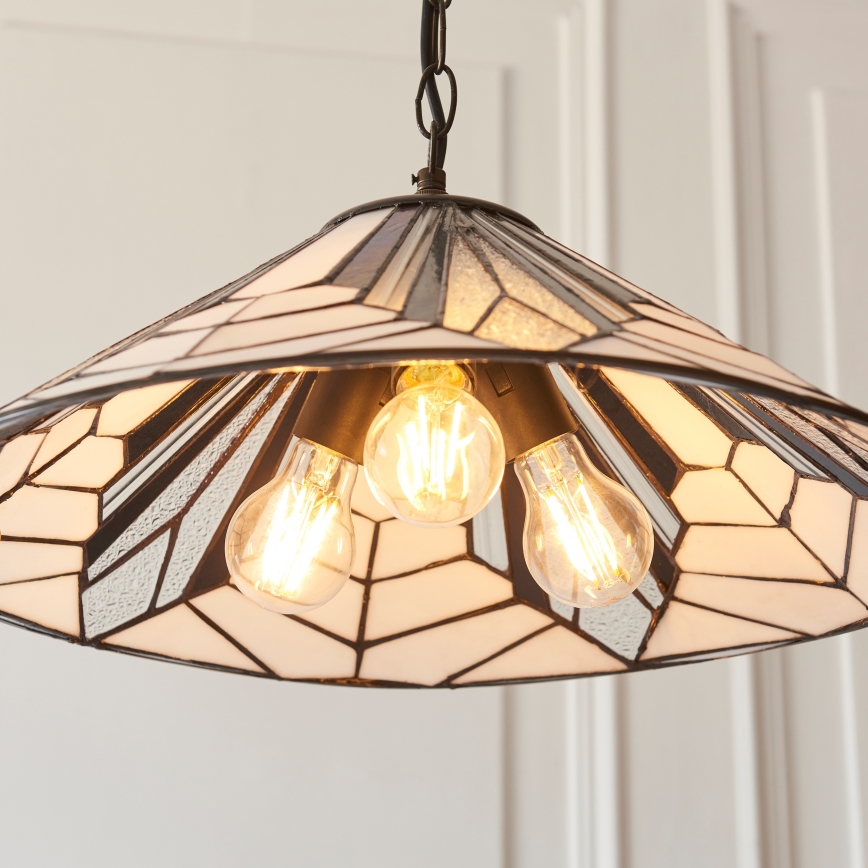 Endon 111922 - Kædeophængt lysekrone Tiffany ASTORIA 3xE27/10W/230V Ø 48 cm