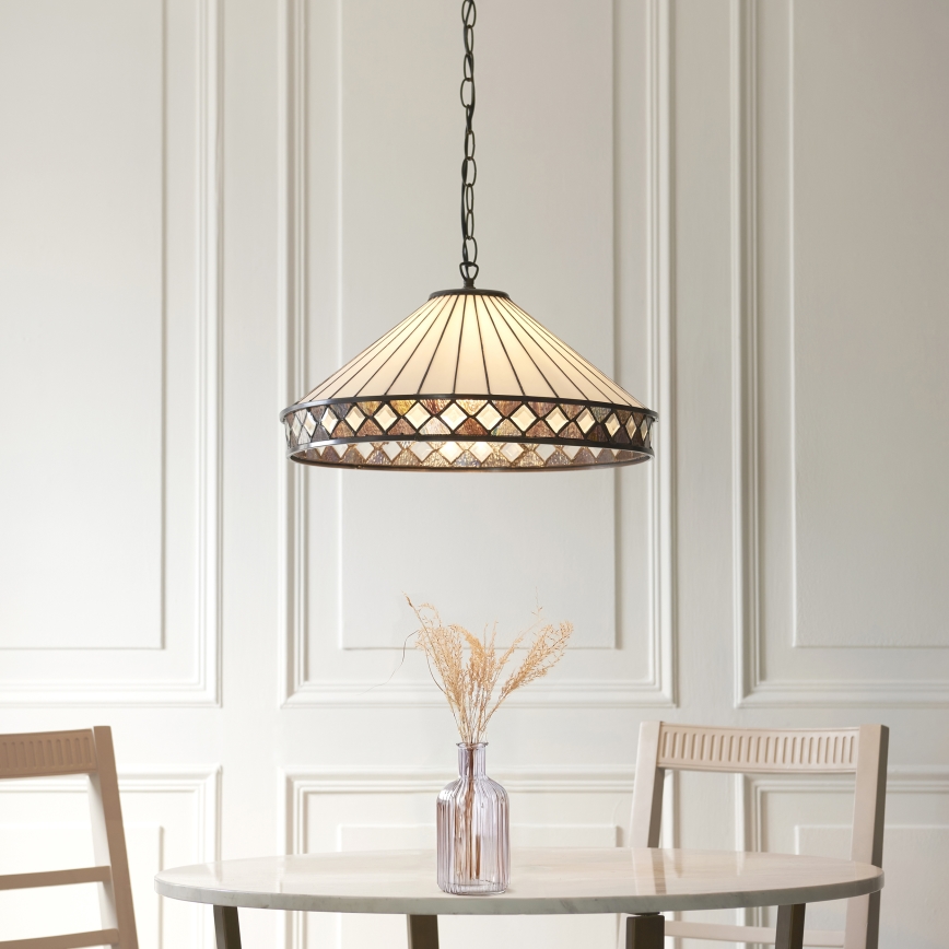 Endon 111961 - Lysekrone med kæde Tiffany FARGO 3xE27/10W/230V Ø 50 cm
