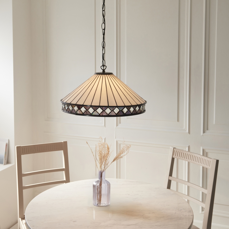 Endon 111961 - Lysekrone med kæde Tiffany FARGO 3xE27/10W/230V Ø 50 cm