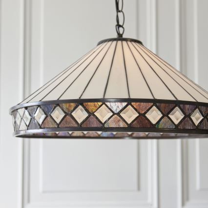 Endon 111961 - Lysekrone med kæde Tiffany FARGO 3xE27/10W/230V Ø 50 cm