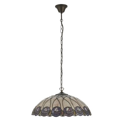 Endon 111985 - Kædeophængt Tiffany-lysekrone HUTCHINSON, 3xE27/10W/230V, Ø 50 cm