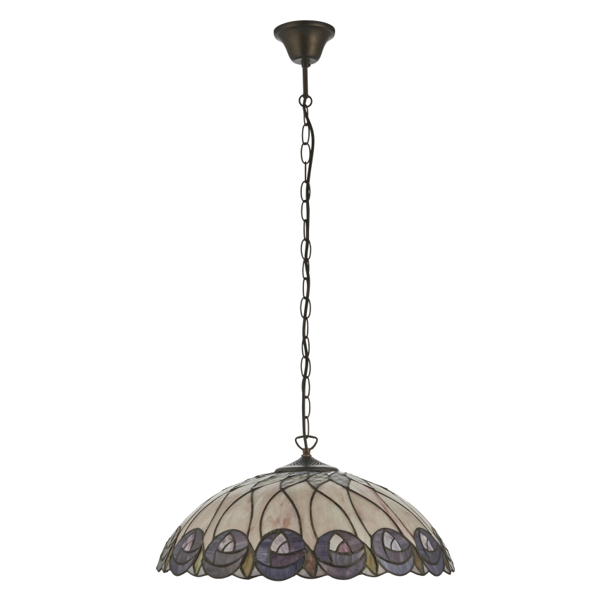 Endon 111985 - Kædeophængt Tiffany-lysekrone HUTCHINSON, 3xE27/10W/230V, Ø 50 cm