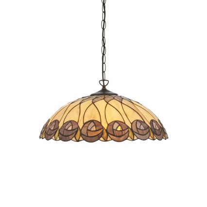 Endon 111985 - Kædeophængt Tiffany-lysekrone HUTCHINSON, 3xE27/10W/230V, Ø 50 cm