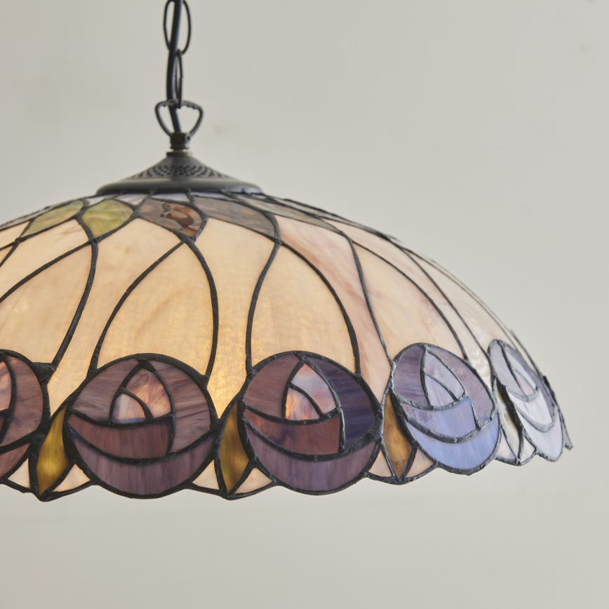Endon 111985 - Kædeophængt Tiffany-lysekrone HUTCHINSON, 3xE27/10W/230V, Ø 50 cm