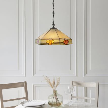 Endon 111989 - Lysekrone med kæde Tiffany NEVADA 3xE27/10W/230V, Ø 40 cm