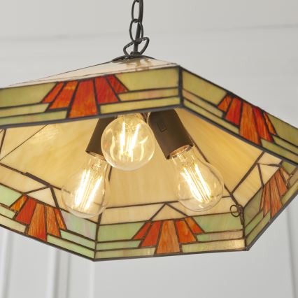 Endon 111989 - Lysekrone med kæde Tiffany NEVADA 3xE27/10W/230V, Ø 40 cm