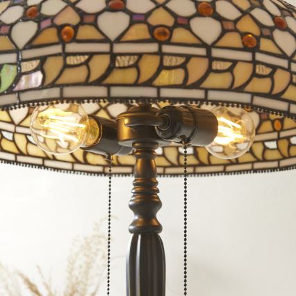 Endon 112178 - Bordlampe Tiffany MILLE FEUX 2xE14/40W/230V Ø 45 cm