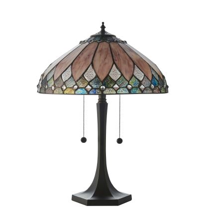 Endon 112183 - Bordlampe Tiffany BROOKLYN 2xE14/10W/230V Ø 40 cm