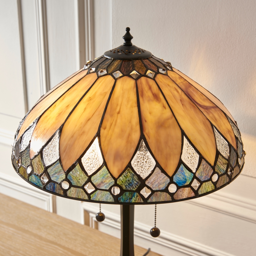 Endon 112183 - Bordlampe Tiffany BROOKLYN 2xE14/10W/230V Ø 40 cm