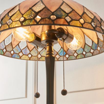 Endon 112183 - Bordlampe Tiffany BROOKLYN 2xE14/10W/230V Ø 40 cm