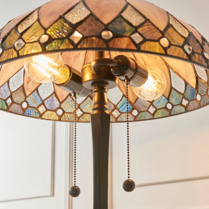 Endon 112183 - Bordlampe Tiffany BROOKLYN 2xE14/10W/230V Ø 40 cm