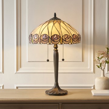 Endon 112184 - Bordlampe Tiffany HUTCHINSON 2xE27/10W/230V Ø 40 cm