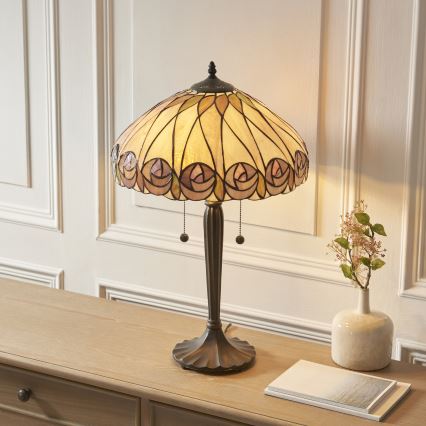 Endon 112184 - Bordlampe Tiffany HUTCHINSON 2xE27/10W/230V Ø 40 cm