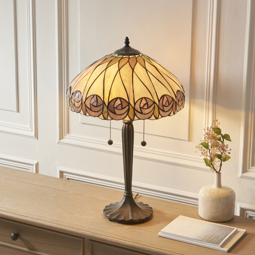 Endon 112184 - Bordlampe Tiffany HUTCHINSON 2xE27/10W/230V Ø 40 cm
